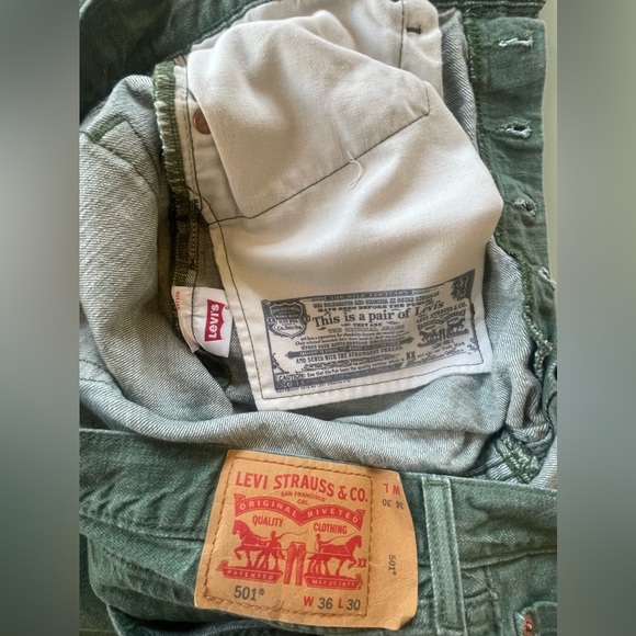 Levis 501 White Oak Cone Buttonfly Jeans in Sea foam Green - Picture 6 of 6